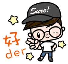 Cute girl with round glasses 2 sticker #8940757