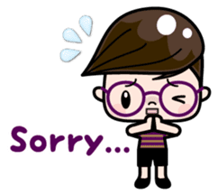 Cute girl with round glasses 2 sticker #8940759