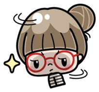 Cute girl with round glasses 2 sticker #8940760