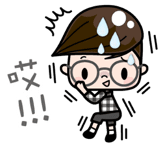 Cute girl with round glasses 2 sticker #8940763