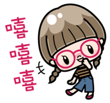 Cute girl with round glasses 2 sticker #8940766