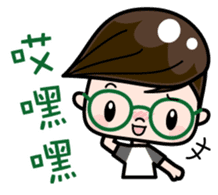 Cute girl with round glasses 2 sticker #8940767