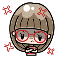 Cute girl with round glasses 2 sticker #8940768