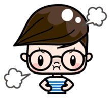 Cute girl with round glasses 2 sticker #8940769