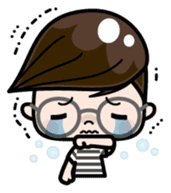 Cute girl with round glasses 2 sticker #8940771