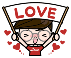 Cute girl with round glasses 2 sticker #8940773