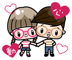 Cute girl with round glasses 2 sticker #8940774