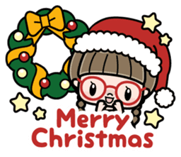 Cute girl with round glasses 2 sticker #8940780