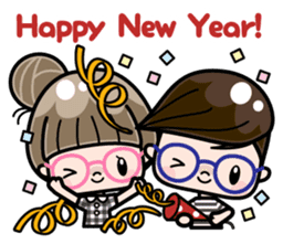 Cute girl with round glasses 2 sticker #8940782