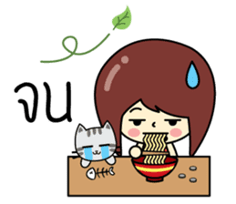 Cute girl and cat sticker #8956616