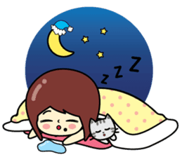 Cute girl and cat sticker #8956618