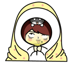 Cute girl and cat sticker #8956619