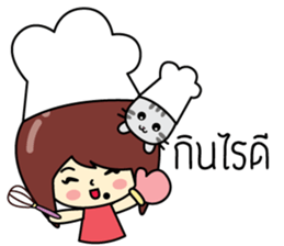 Cute girl and cat sticker #8956621