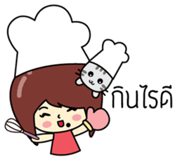 Cute girl and cat sticker #8956621