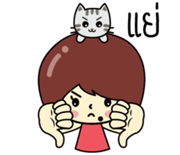 Cute girl and cat sticker #8956623