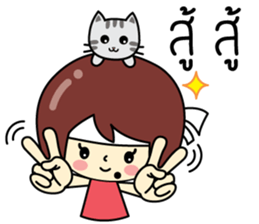 Cute girl and cat sticker #8956627