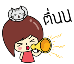 Cute girl and cat sticker #8956629