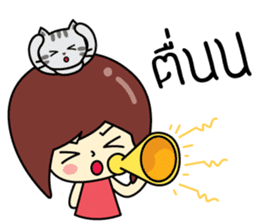Cute girl and cat sticker #8956629