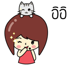 Cute girl and cat sticker #8956637