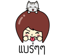 Cute girl and cat sticker #8956638