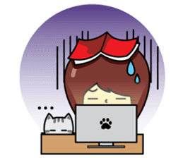 Cute girl and cat sticker #8956639