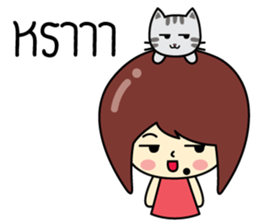 Cute girl and cat sticker #8956641