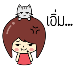 Cute girl and cat sticker #8956645
