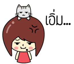 Cute girl and cat sticker #8956645