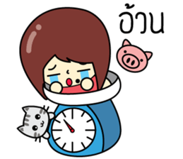 Cute girl and cat sticker #8956646