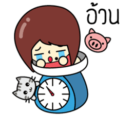 Cute girl and cat sticker #8956646