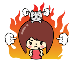 Cute girl and cat sticker #8956649