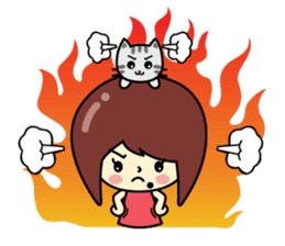 Cute girl and cat sticker #8956649