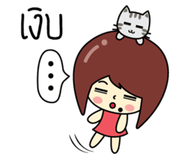 Cute girl and cat sticker #8956650