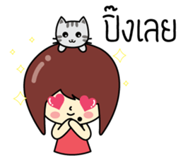 Cute girl and cat sticker #8956653