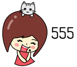 Cute girl and cat sticker #8956654