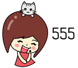 Cute girl and cat sticker #8956654