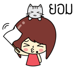 Cute girl and cat sticker #8956655