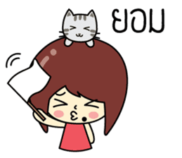 Cute girl and cat sticker #8956655