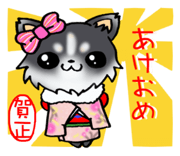 White and black puppy. sticker #8961190