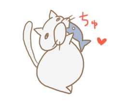 White fatty cat sticker #9009350