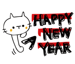 New Year's stickers of the white cat sticker #9012320