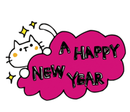 New Year's stickers of the white cat sticker #9012322