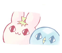 Pink Rabbit and Blue Penguin sticker #9018313