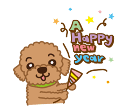 Winter Sticker of toy poodle "Captain" sticker #9036818