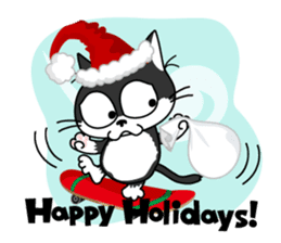 Communication of the cat / Christmas sticker #9045946