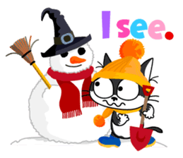 Communication of the cat / Christmas sticker #9045964