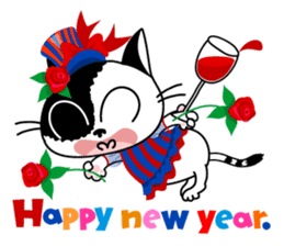 Communication of the cat / Christmas sticker #9045973