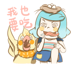 Bird eggs girl with bird sticker #9046476
