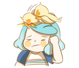 Bird eggs girl with bird sticker #9046488