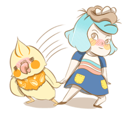 Bird eggs girl with bird sticker #9046489